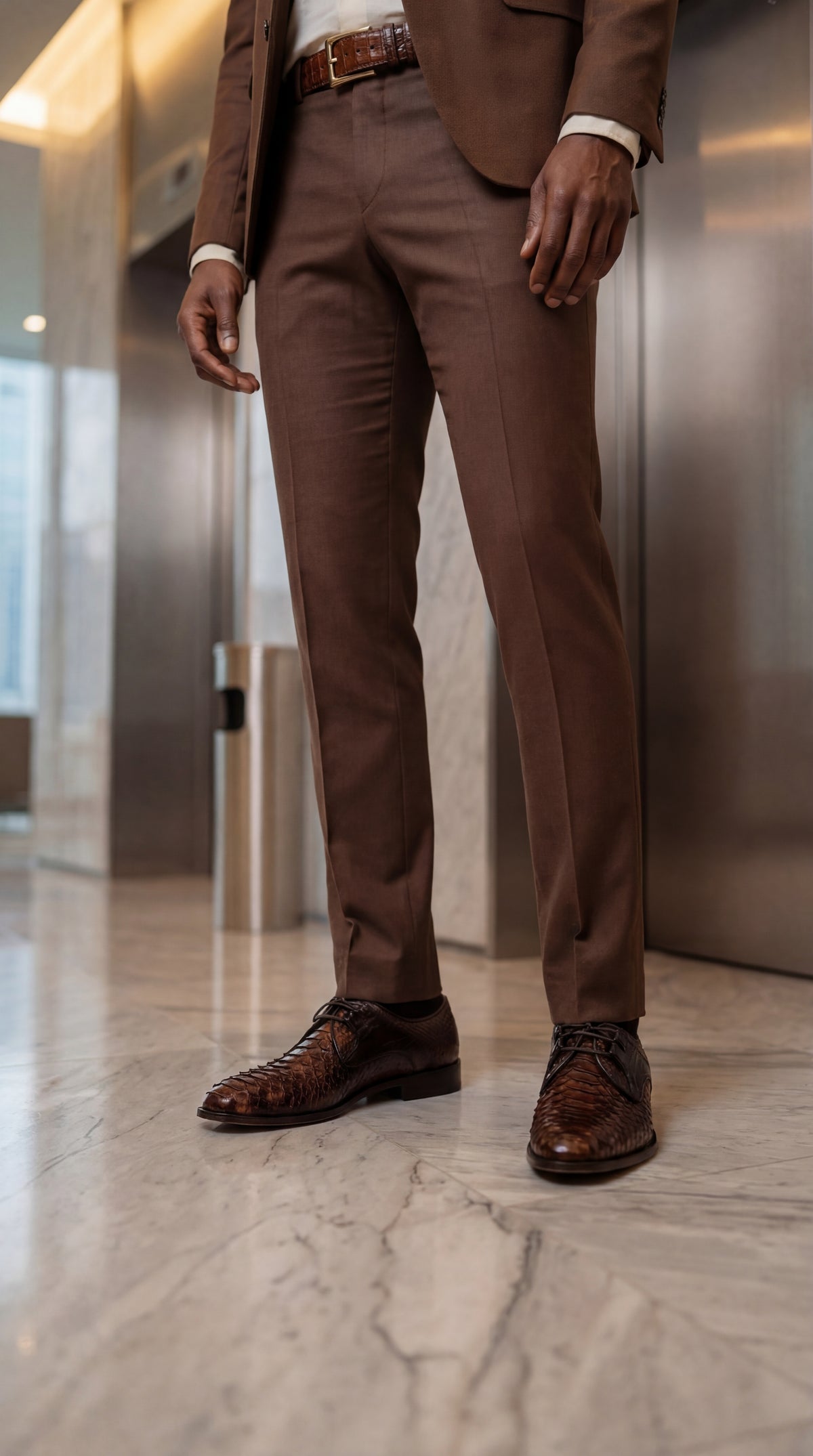 Zapato Derby para Hombre Valmont de Cuero de Pitón Color Tostado