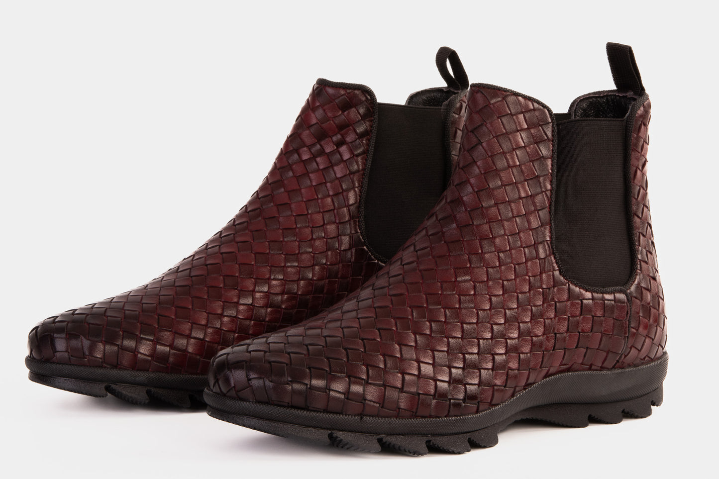The Luxpre Burgundy Leather Handwoven Casual Chelsea Men Boot Final Sale!