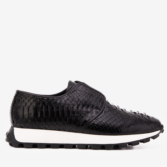 The Obsidian Black Python Leather Men Sneaker