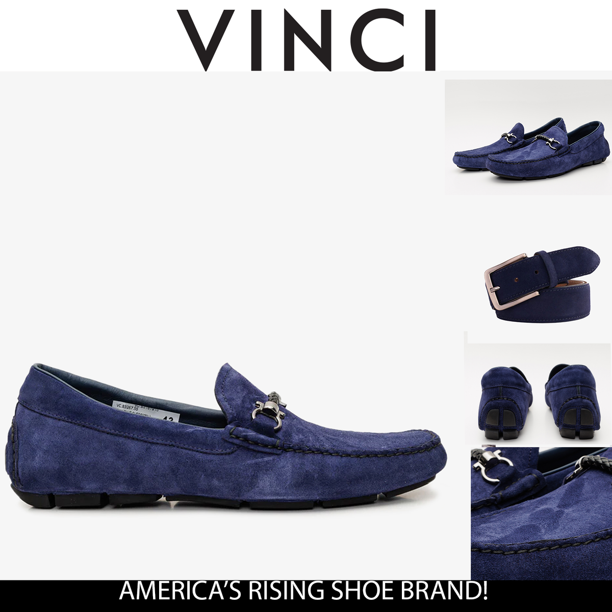 Mocasín Bit Drive de piel de ante azul marino Bari para hombre