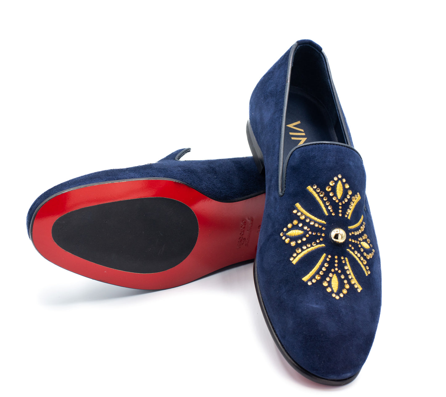 Mocasines sin cordones de ante azul marino para hombre de Lazio Shoe
