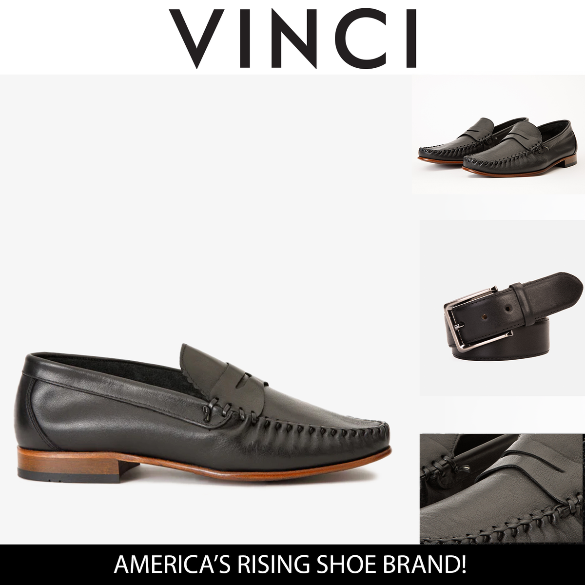 Mocasín de cuero negro Eregli para hombre