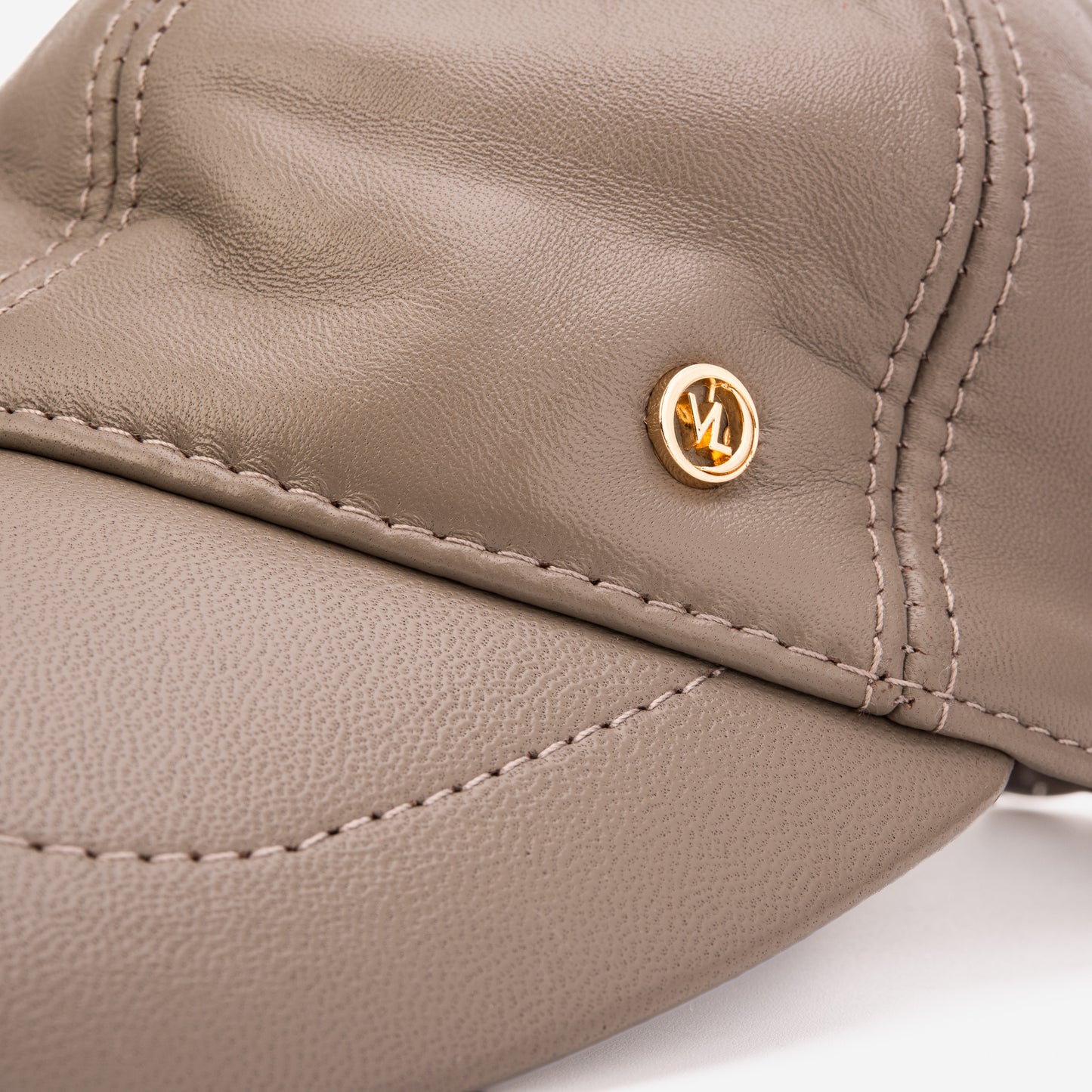 The Vercelli Taupe Genuine Lambskin Leather Men Cap