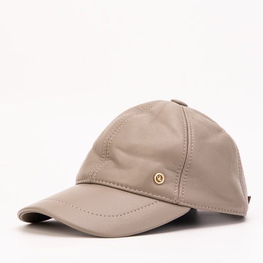 The Vercelli Taupe Genuine Lambskin Leather Men Cap