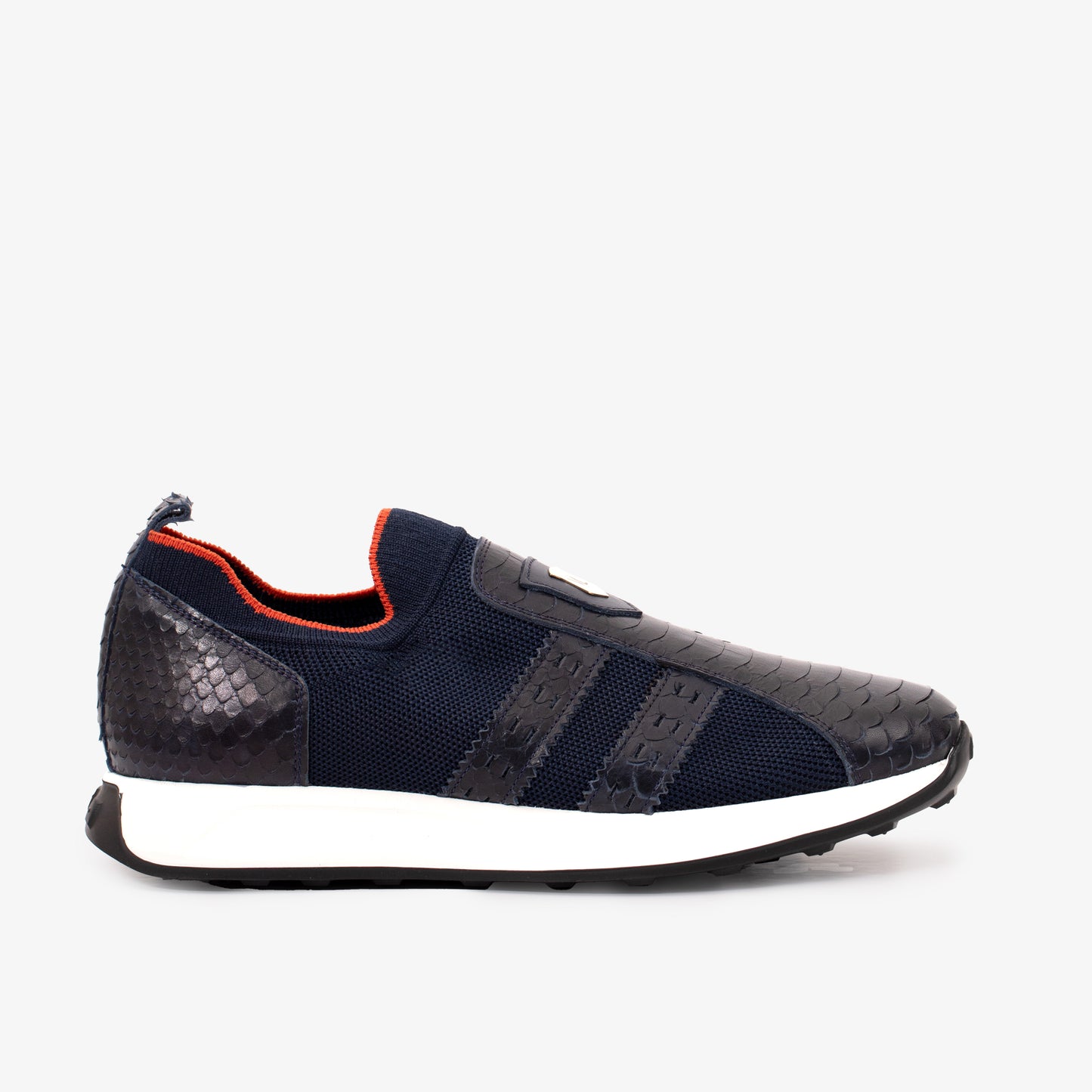 The Aslan Navy Knitted & Leather Men Sneaker