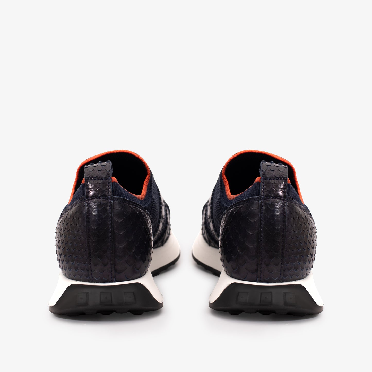 The Aslan Navy Knitted & Leather Men Sneaker