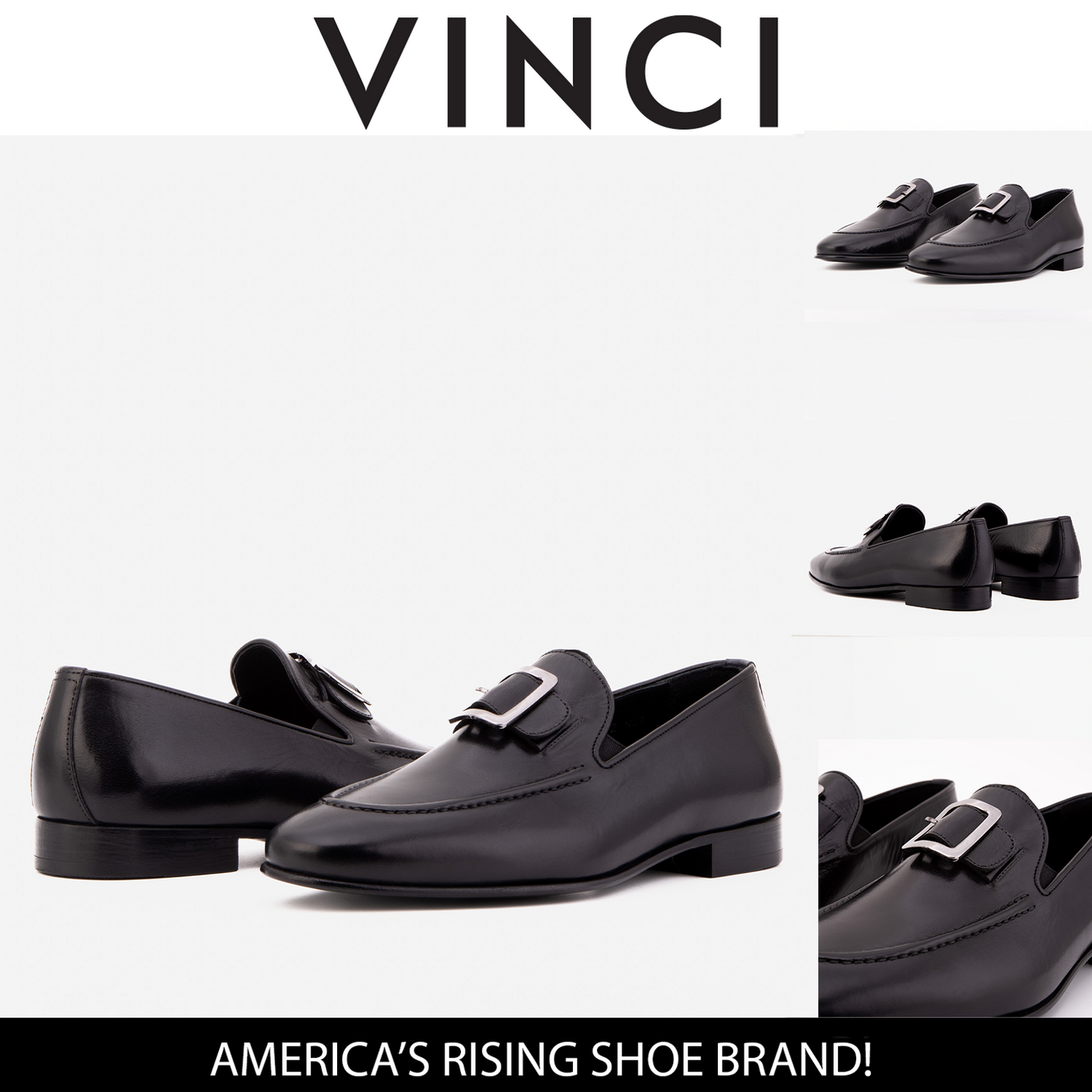 El mocasín para hombre Astoria de cuero de búfalo negro