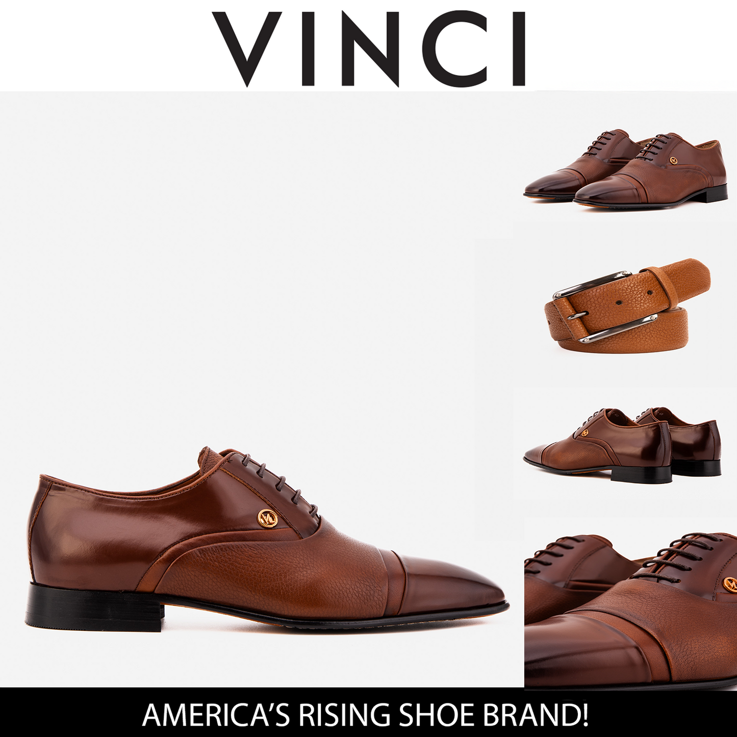 El Zapato Oxford de Puntera Cap de Cuero Marrón Hecho a Mano Rockwell para Hombre