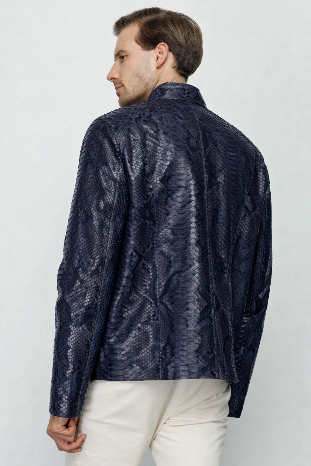 The Boss Pythn Chaqueta de cuero azul marino para hombre Edición exclusiva limitada