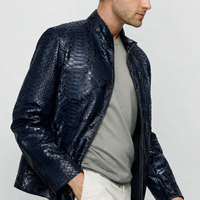 The Boss Pythn Chaqueta de cuero azul marino para hombre Edición exclusiva limitada
