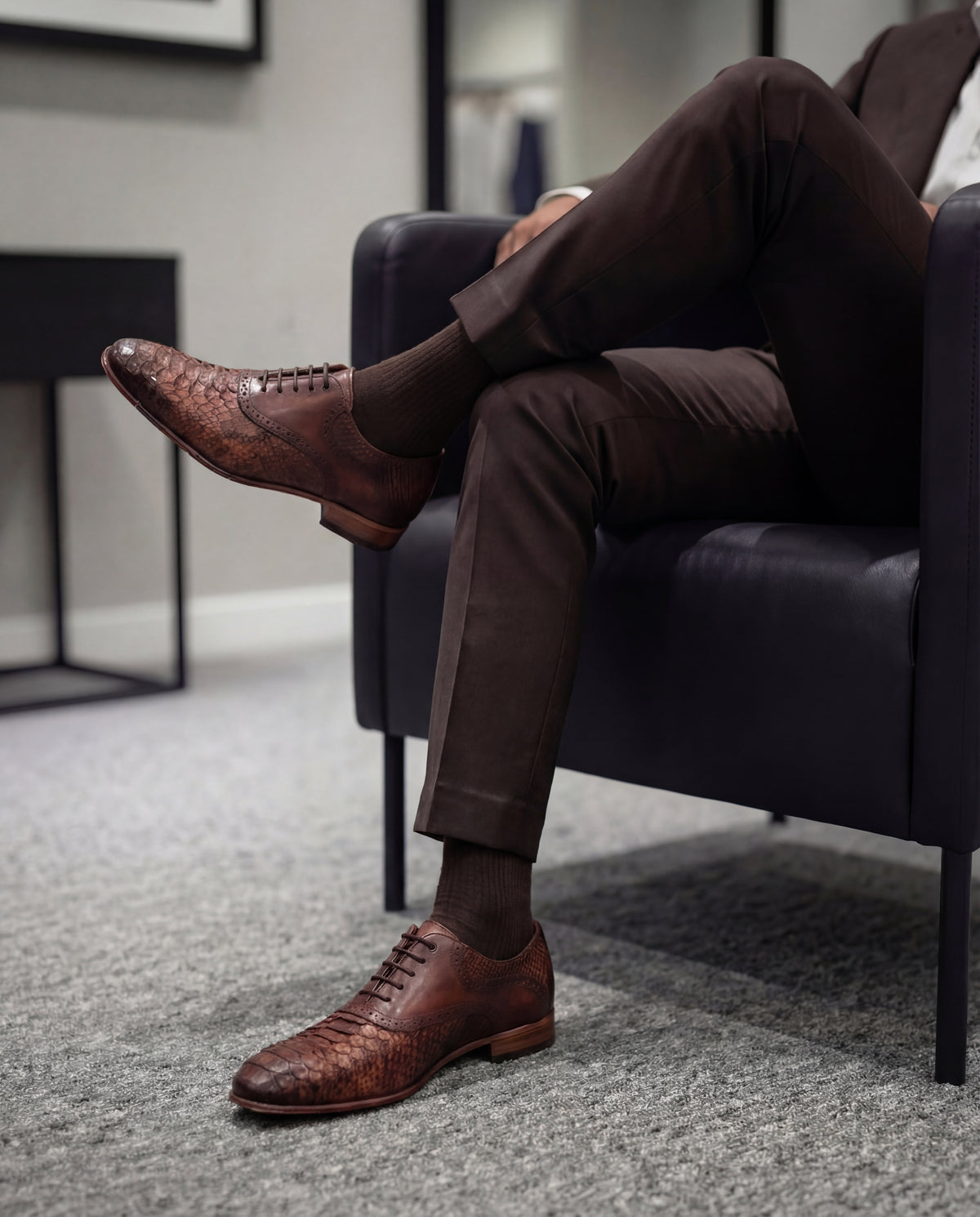 The Varenne Tan Pythn Leather Oxford Men Shoe