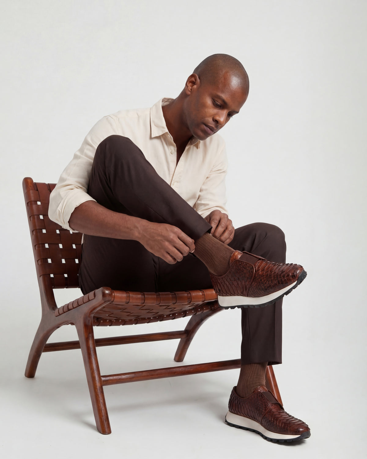 The Obsidian Tan  Python Leather Men Sneaker