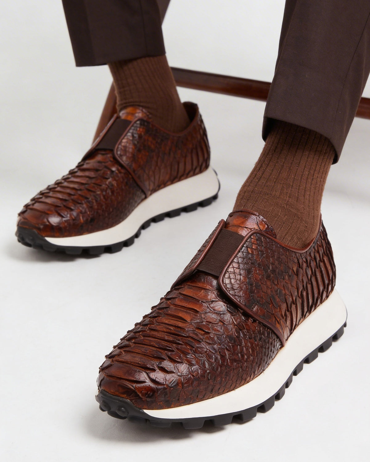 The Obsidian Tan  Python Leather Men Sneaker