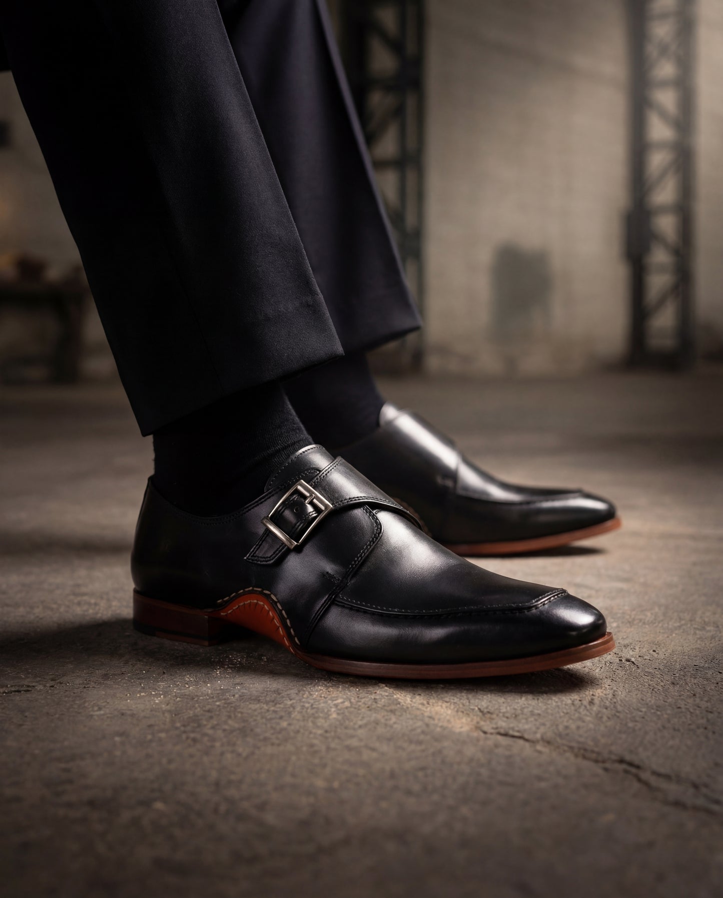 The Hagrid Black Single Monk Strap Handmade Men Shoe