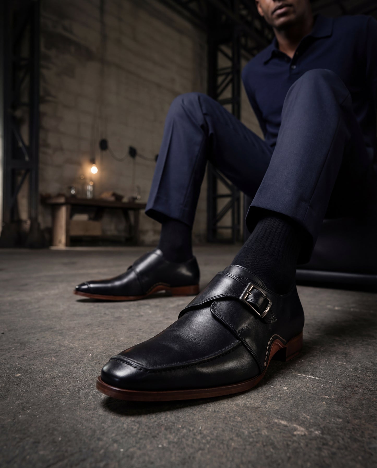 The Hagrid Black Single Monk Strap Handmade Men Shoe