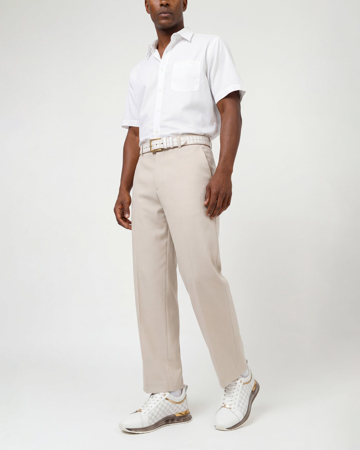 The Cenova White & Gold Leather Men Sneaker