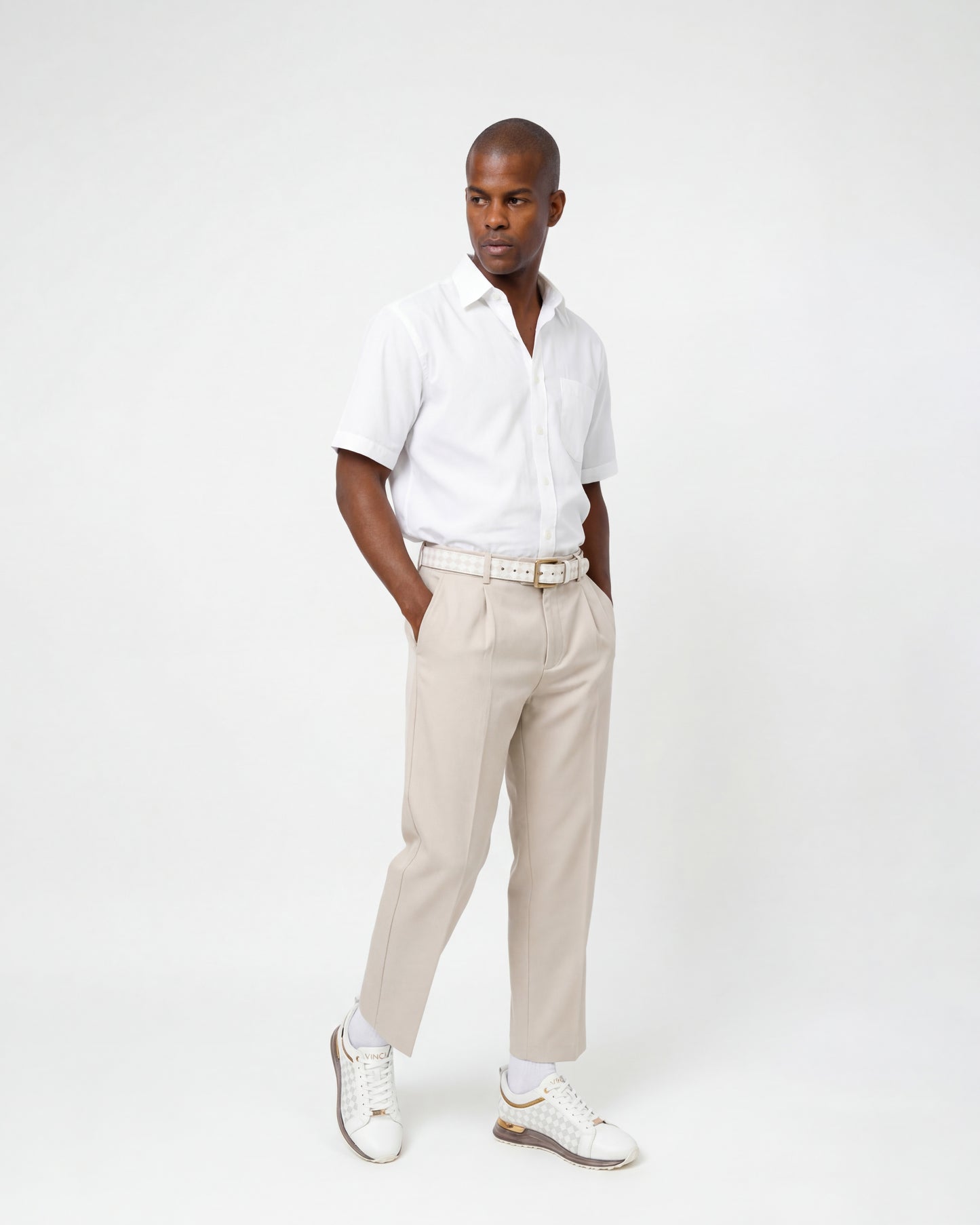 The Cenova White & Gold Leather Men Sneaker