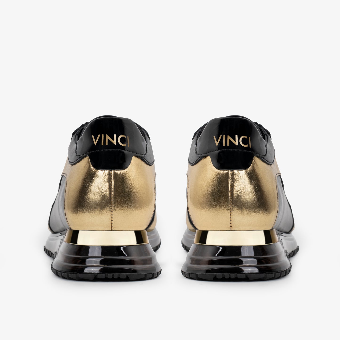 Zapatillas de deporte de cuero negro y dorado Arda para hombre