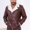The Montavello Brown Genuine Shearling Leather Men Coat