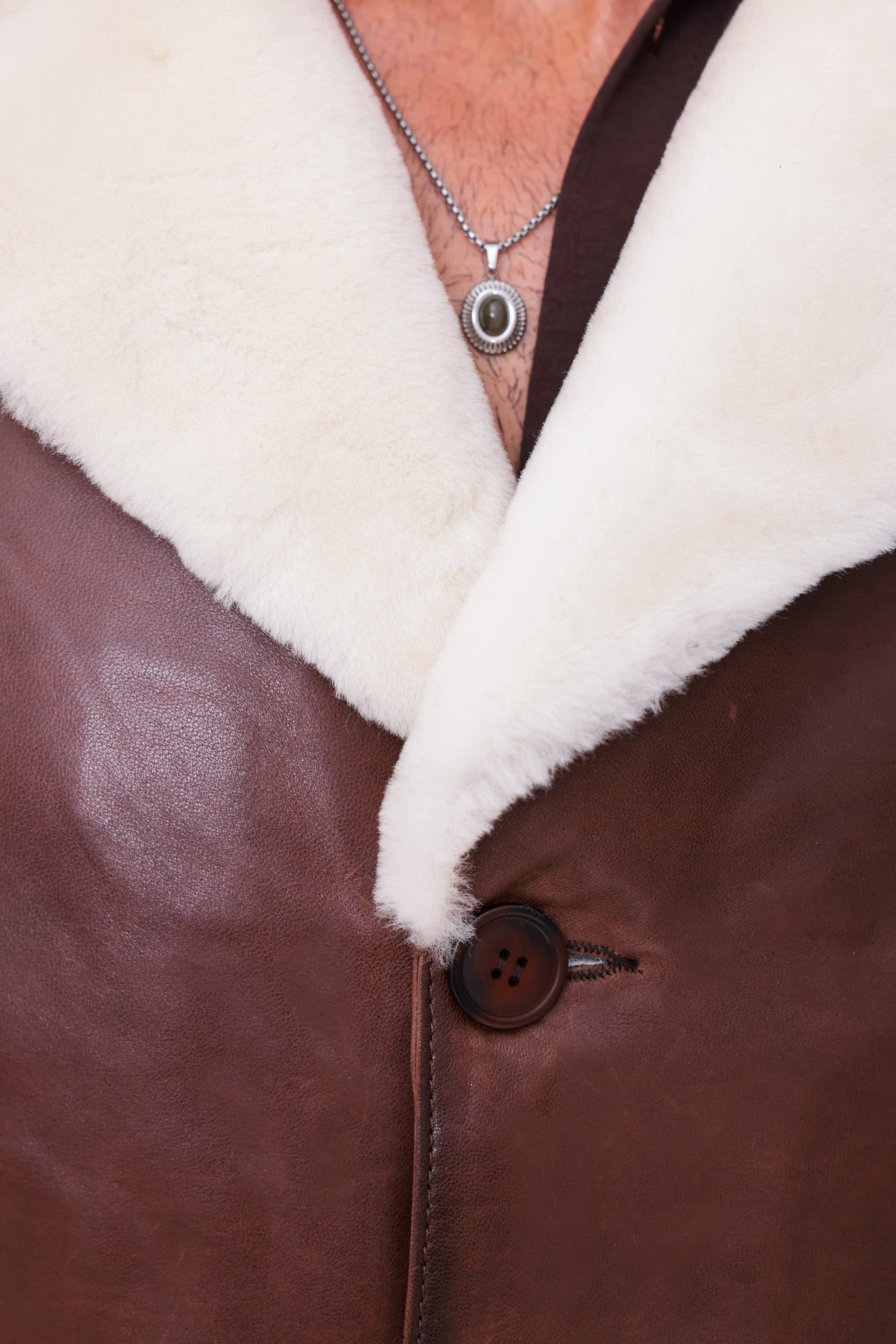 The Montavello Brown Genuine Shearling Leather Men Coat