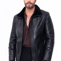 The Sorellano Black Shearling Leather Men Jacket