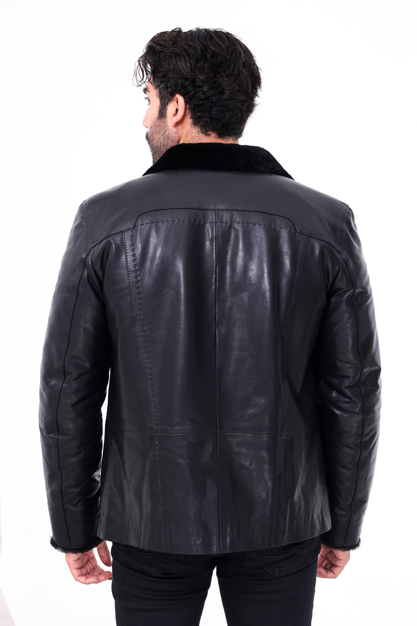 The Sorellano Black Shearling Leather Men Jacket