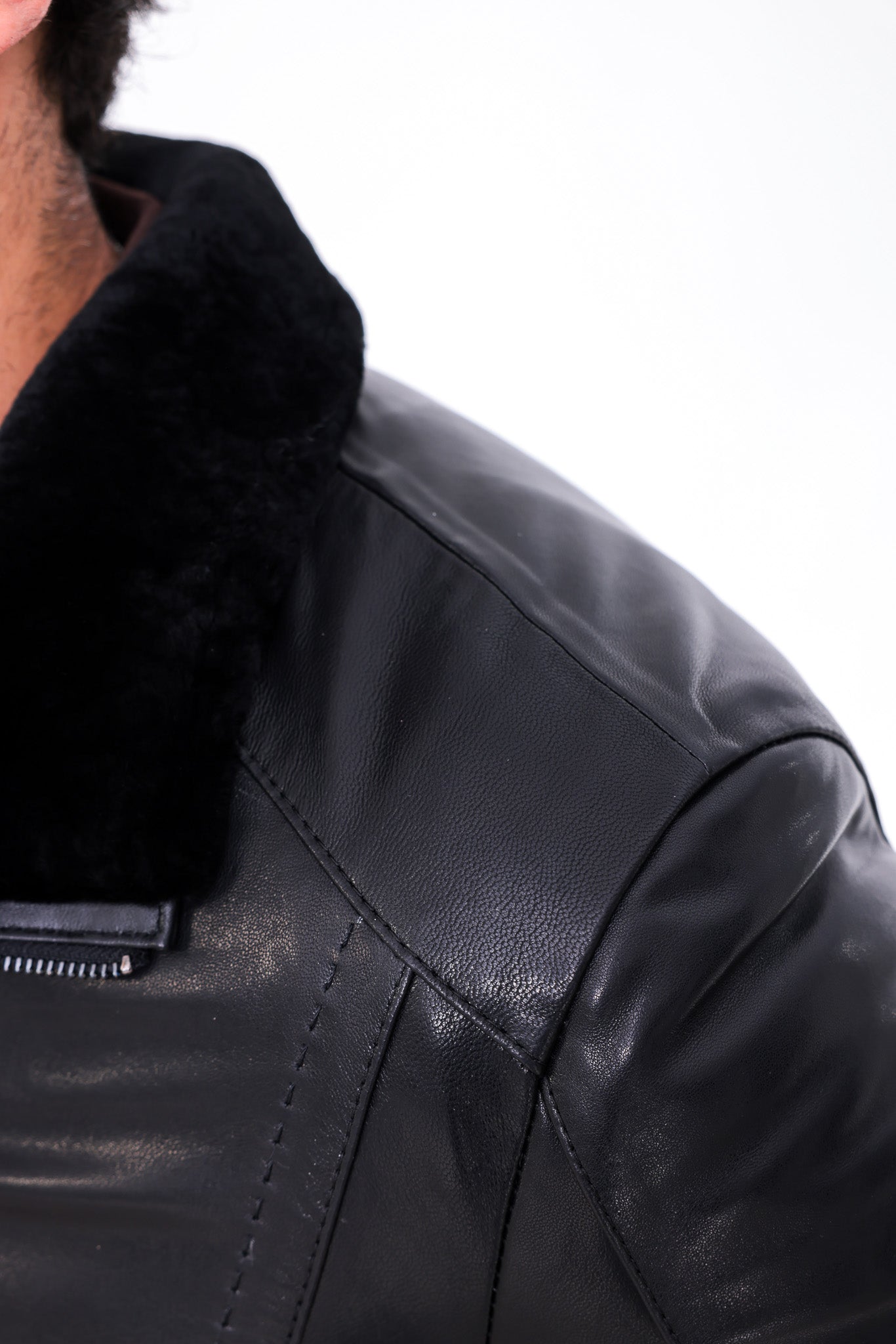 The Sorellano Black Shearling Leather Men Jacket