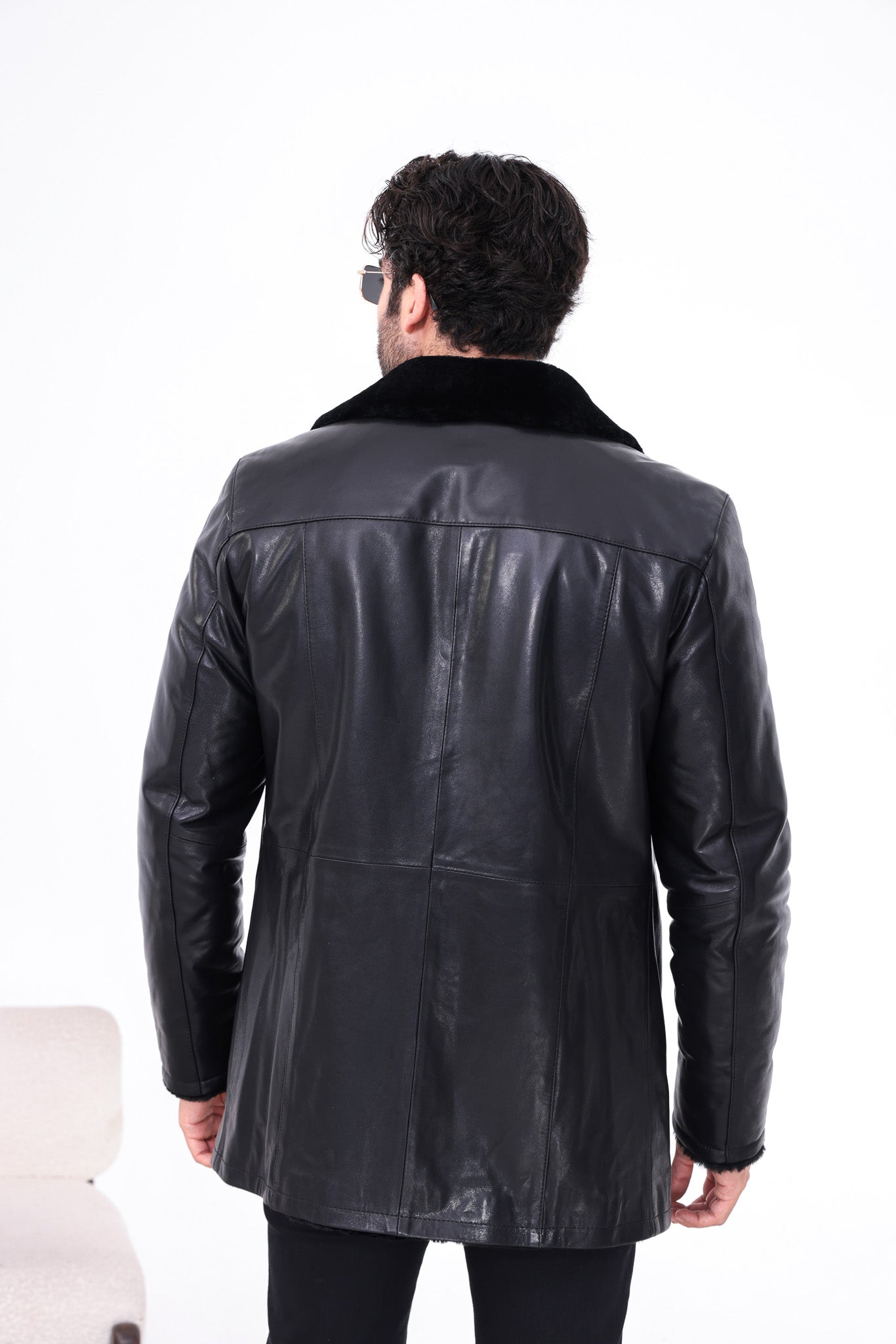 The Montavello Black Genuine Shearling Leather Men Jacket