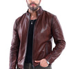 The Valdieri Bordeaux Perforated Genuine Calf Leather Men Jacket