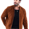 The Lucano Cognac Genuine Suede Leather Men Jacket