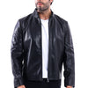 The Valdieri Black Bordeaux Perforated Genuine Calf Leather Men Jacket