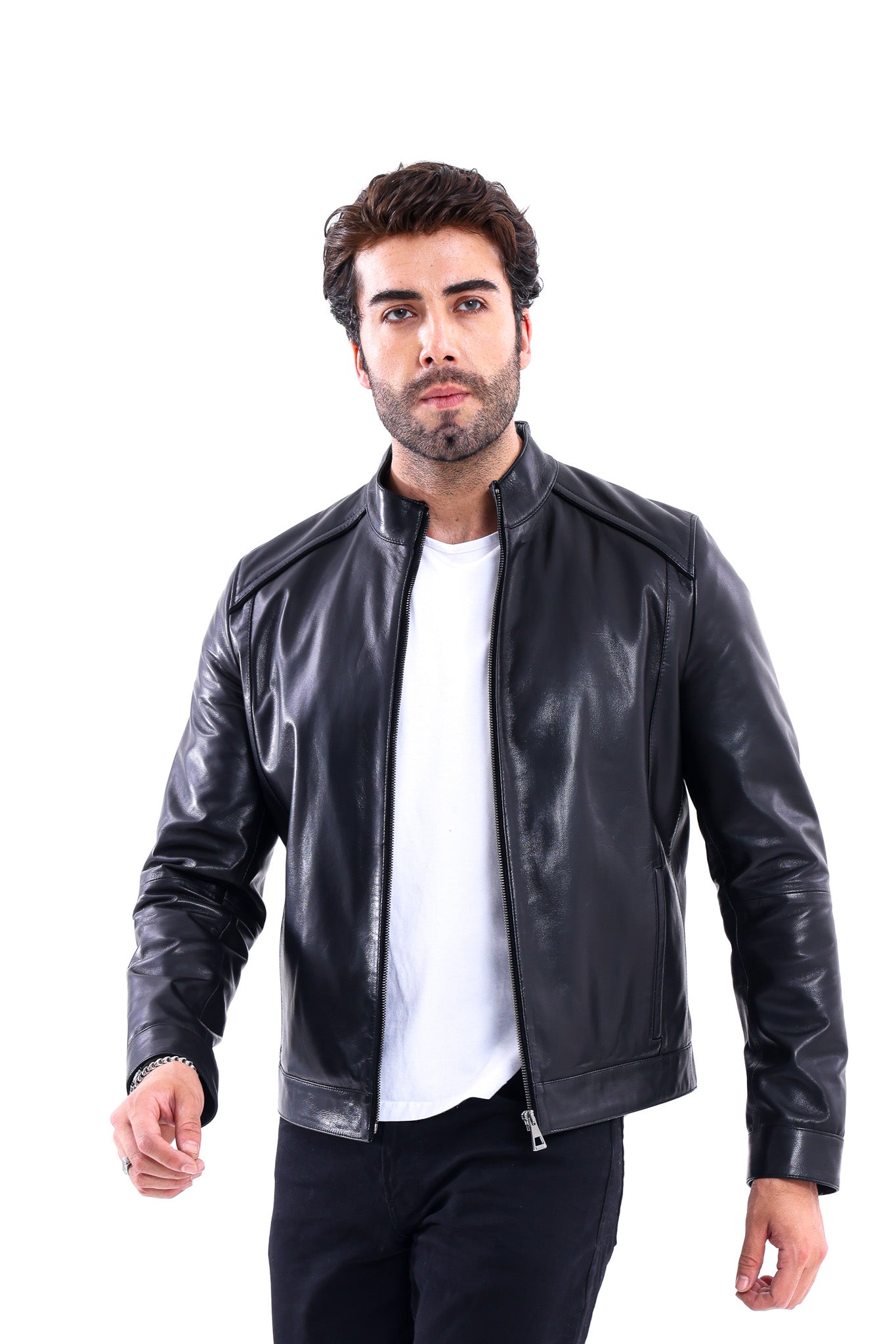The Lucano Black Genuine Calf Leather Men Jacket