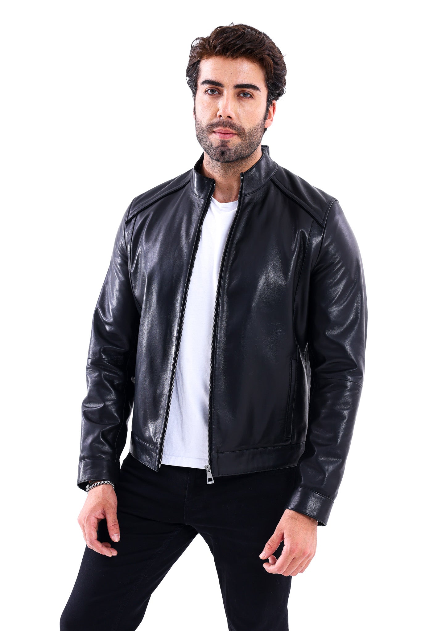 The Lucano Black Genuine Calf Leather Men Jacket