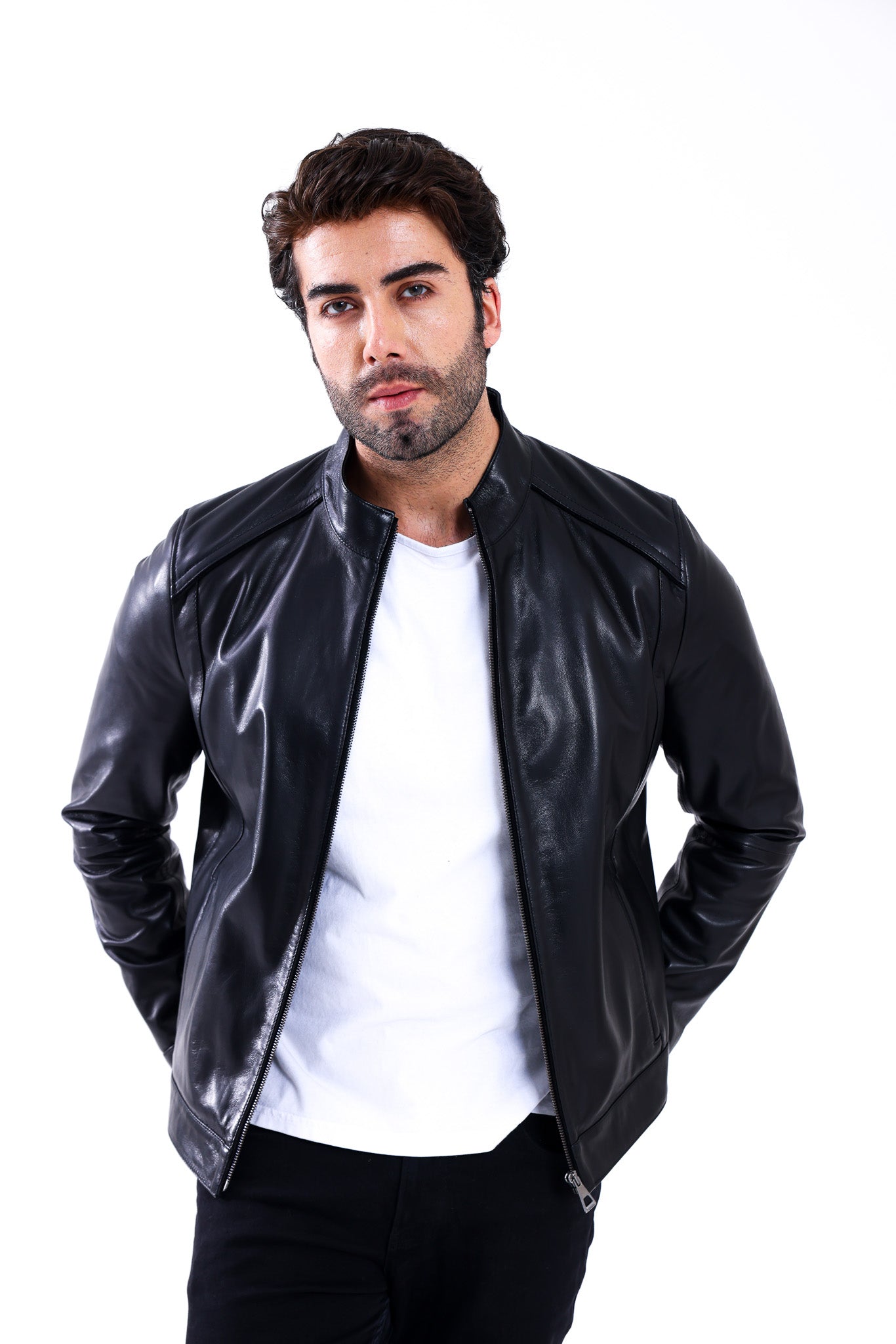 The Lucano Black Genuine Calf Leather Men Jacket