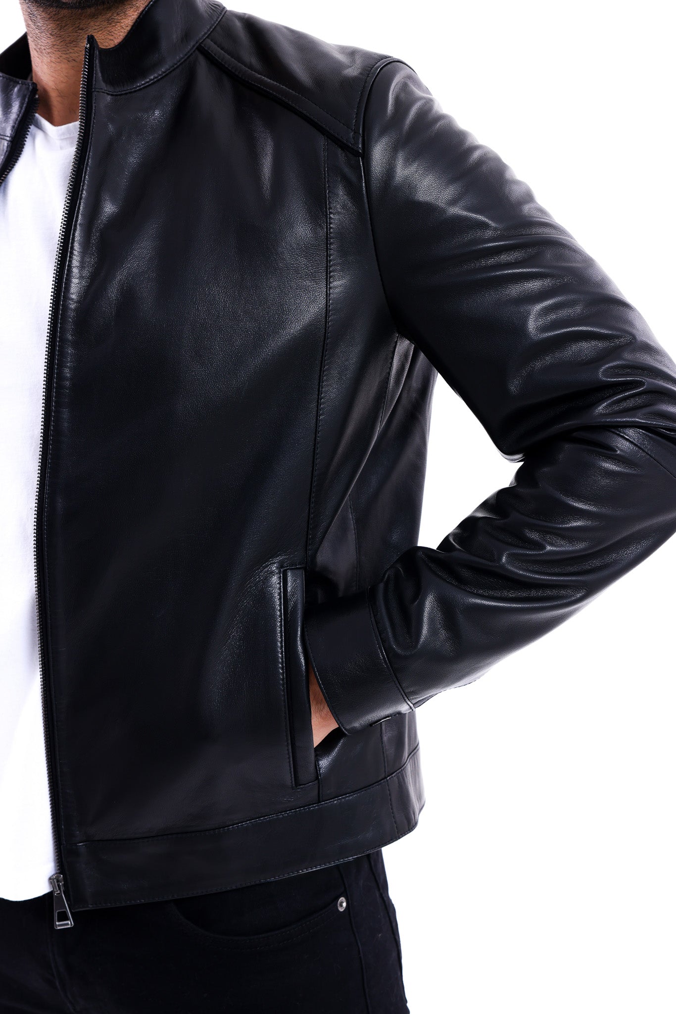 The Lucano Black Genuine Calf Leather Men Jacket