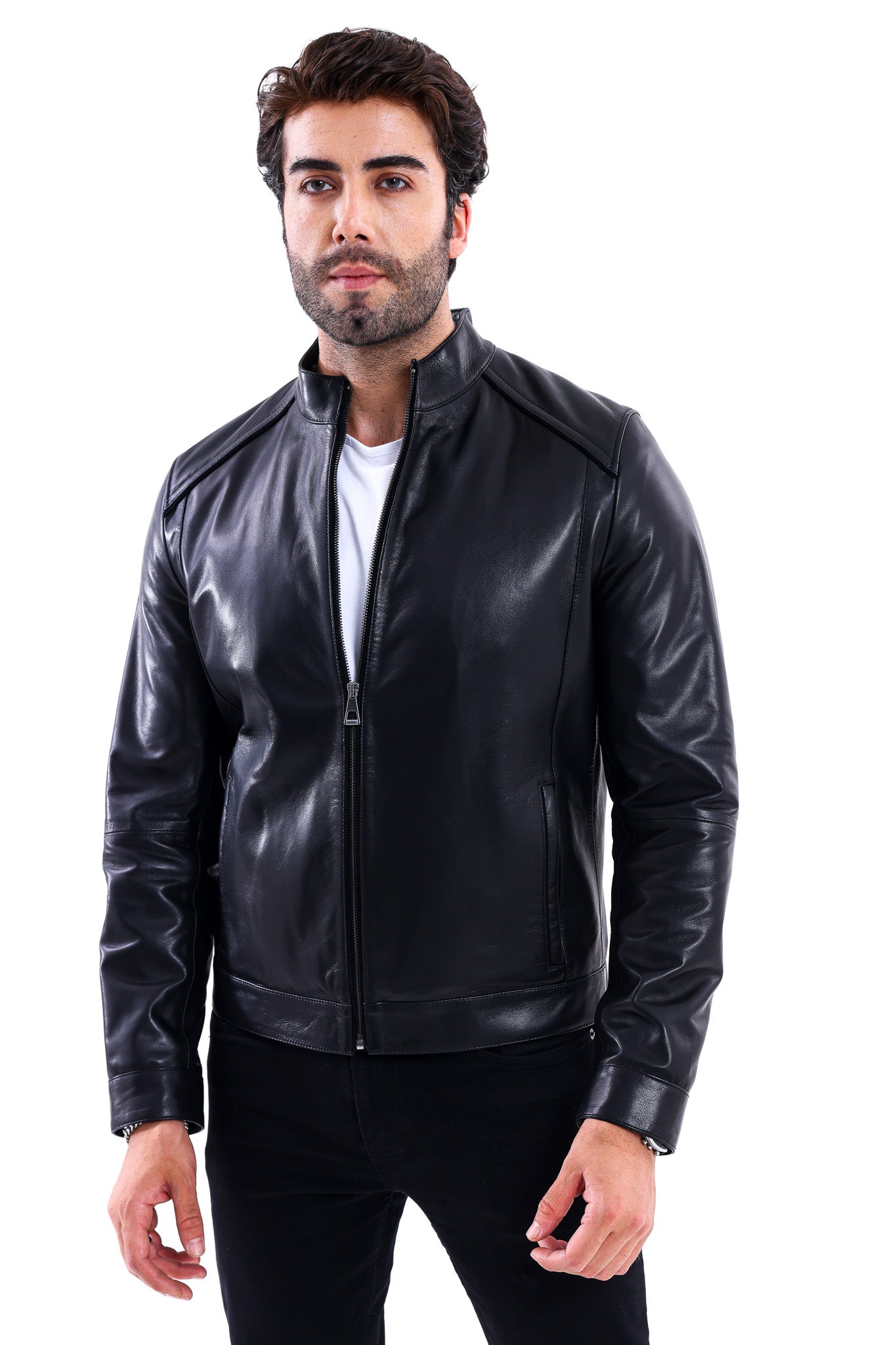 The Lucano Black Genuine Calf Leather Men Jacket
