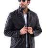 The Bracciano Black Genuine Calf Leather Men Coat – Button Front Edition