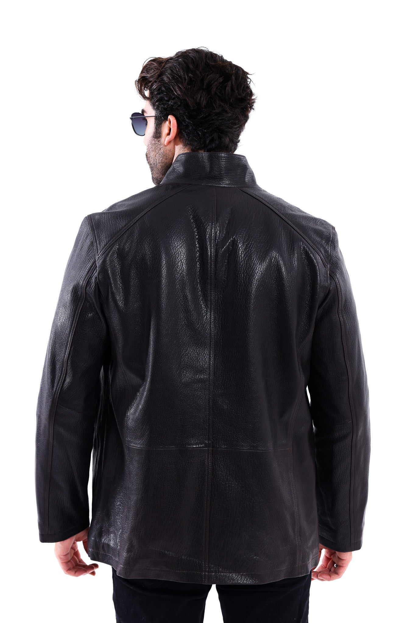 The Bracciano Black Genuine Calf Leather Men Coat – Button Front Edition