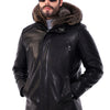 The Montreux Black Genuine Leather Fur-Lined Hooded Men Jacket
