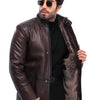 The Sondrio Brown Genuine Leather Shearling Men Jacket