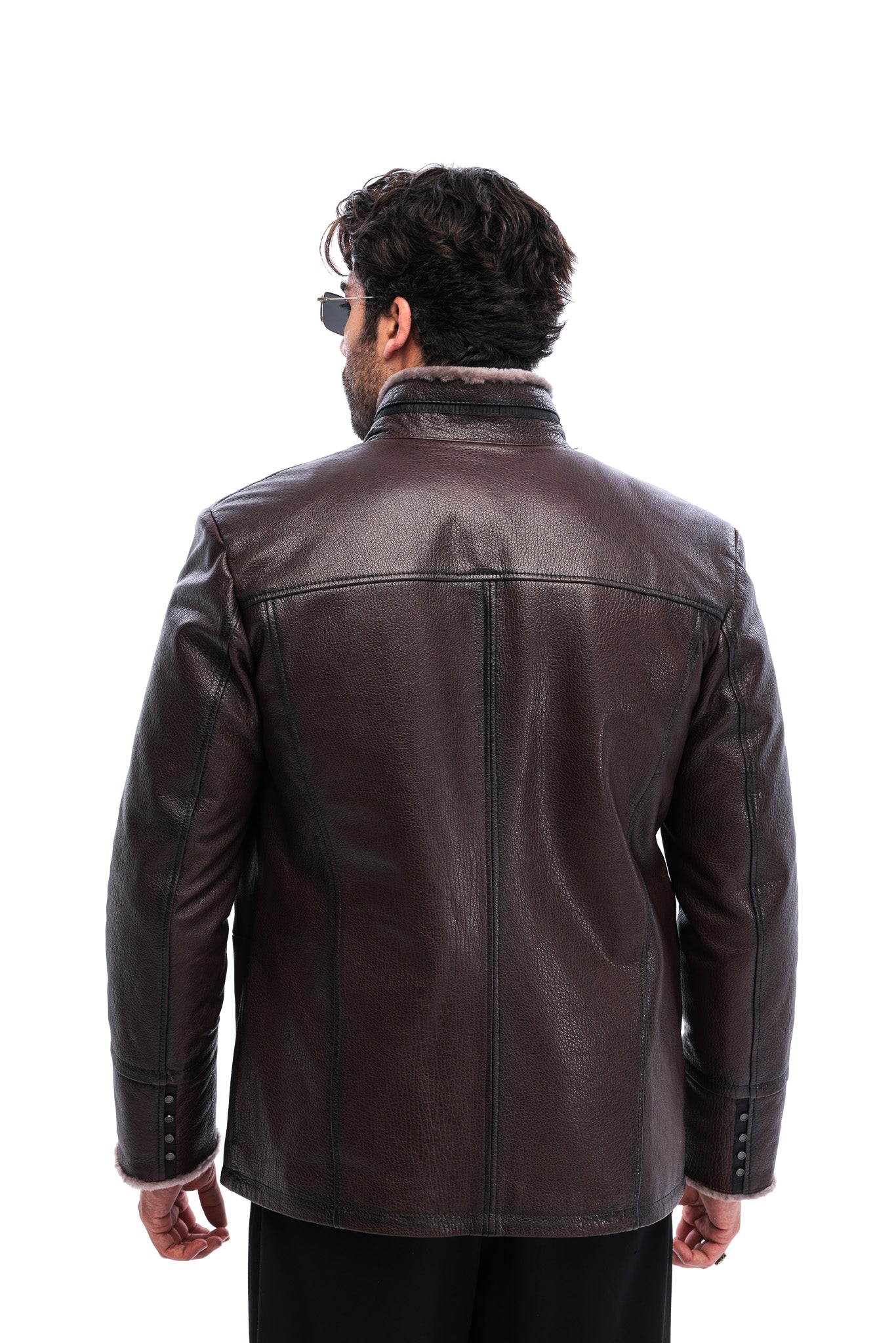 The Sondrio Brown Genuine Leather Shearling Men Jacket