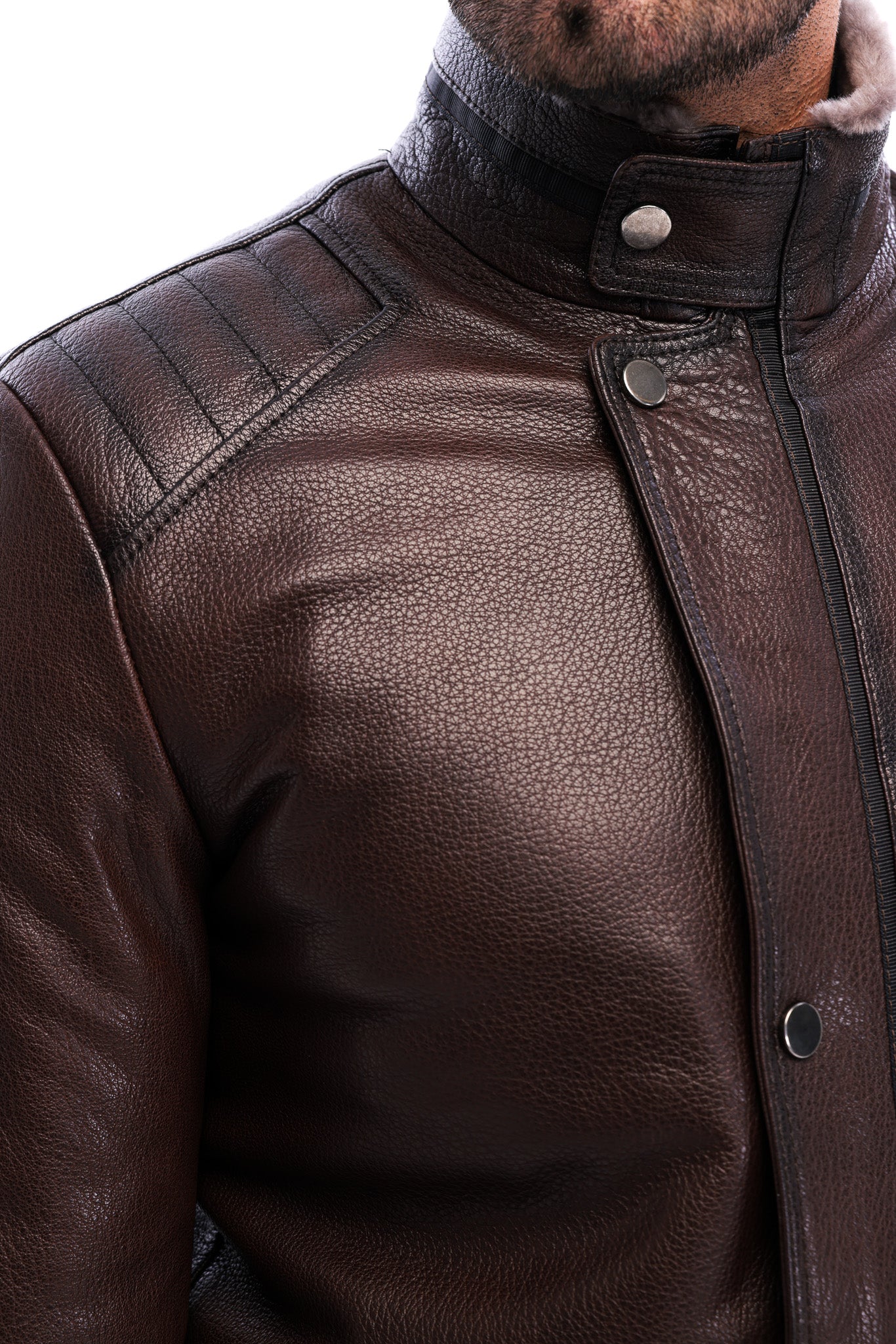 The Sondrio Brown Genuine Leather Shearling Men Jacket