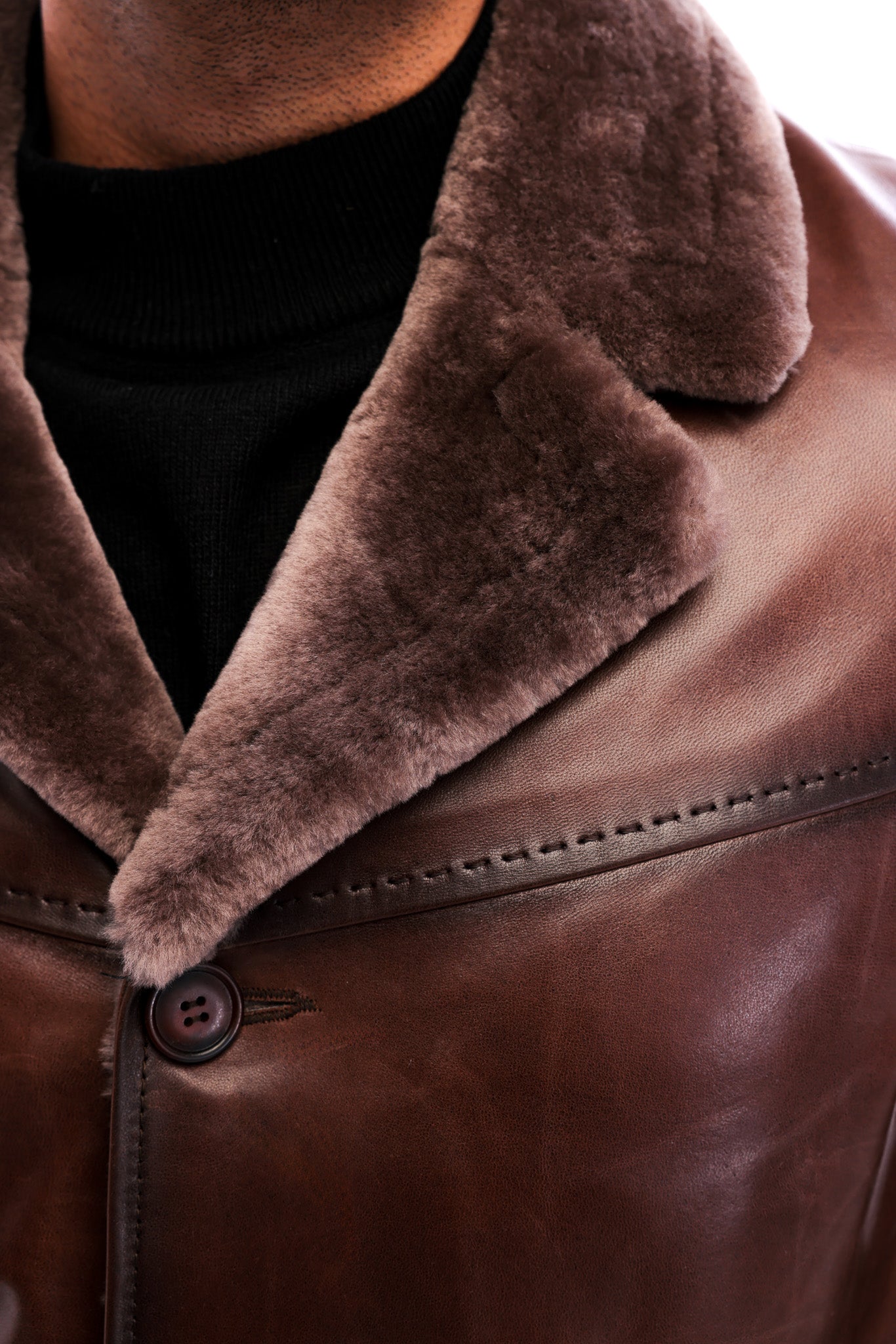 The Orvieto Brown Genuine Calf Leather Shearling Men Jacket