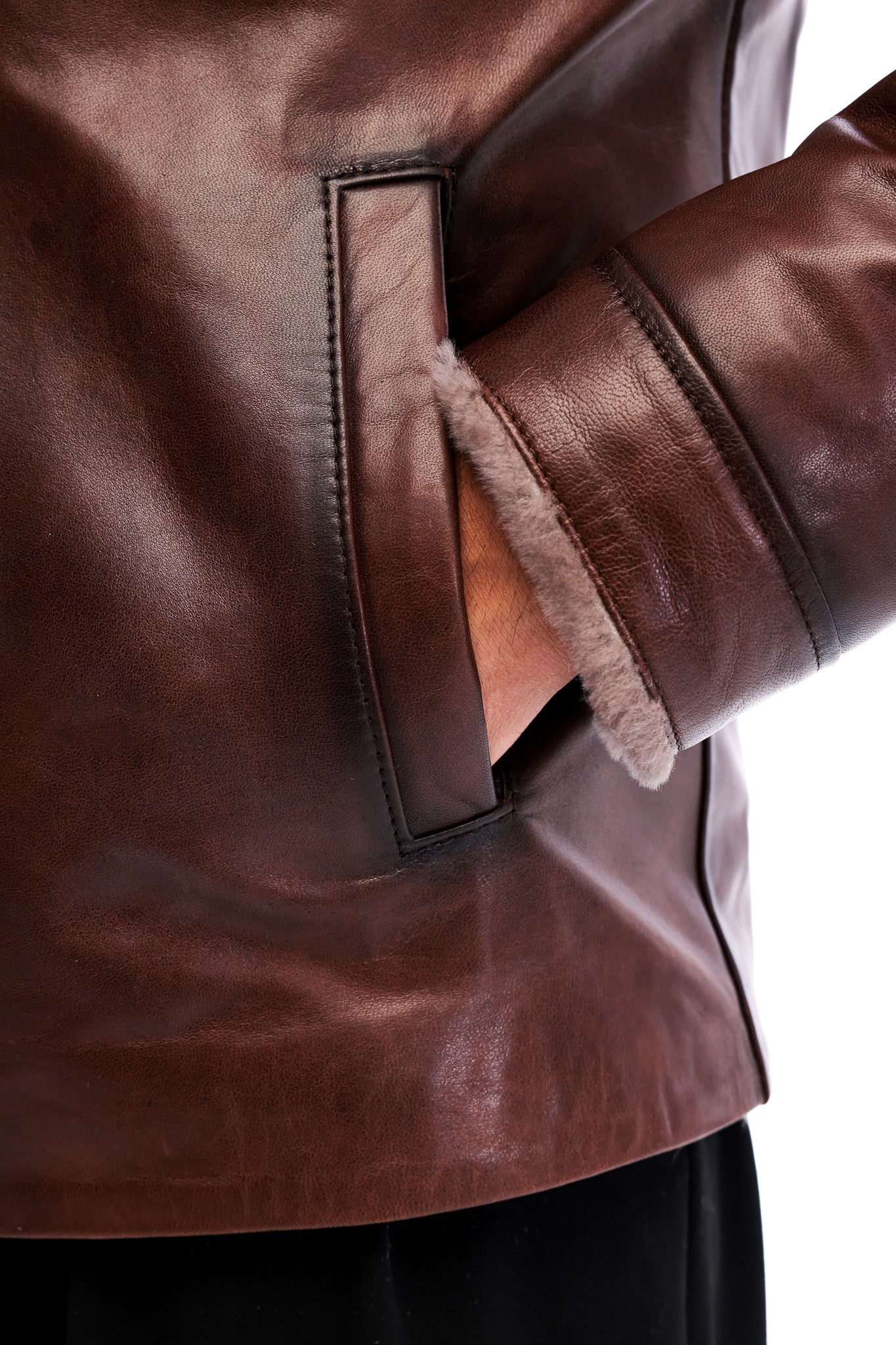 The Orvieto Brown Genuine Calf Leather Shearling Men Jacket