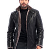 The Sondrio Black Genuine Leather Shearling Men Jacket