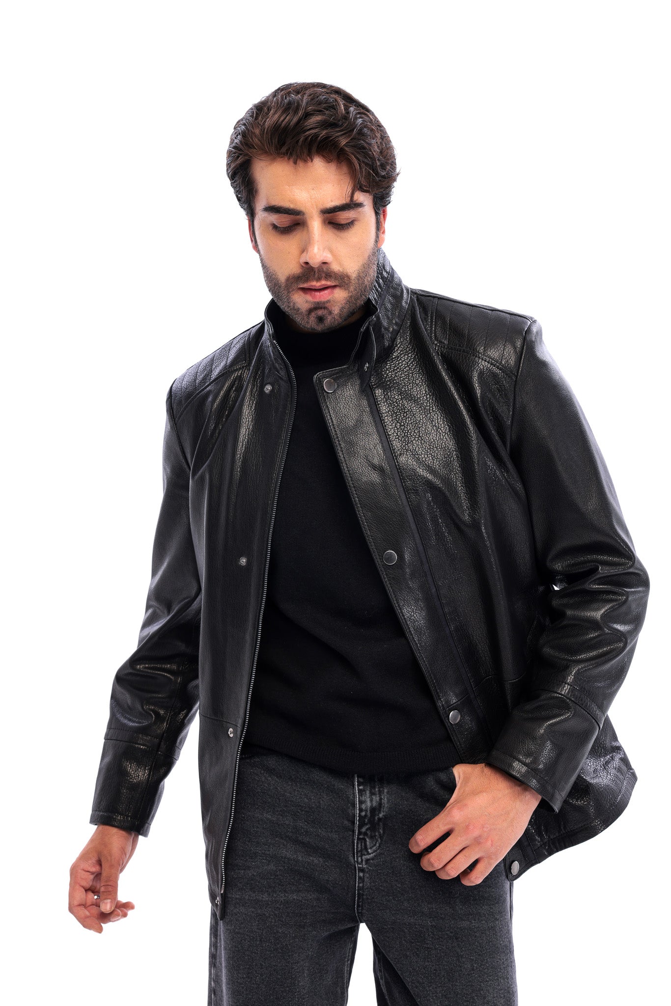 The Sondrio Black Genuine Leather Men Jacket