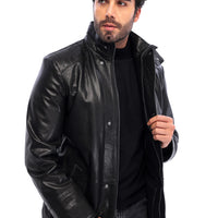 The Sondrio Black Genuine Leather Men Jacket