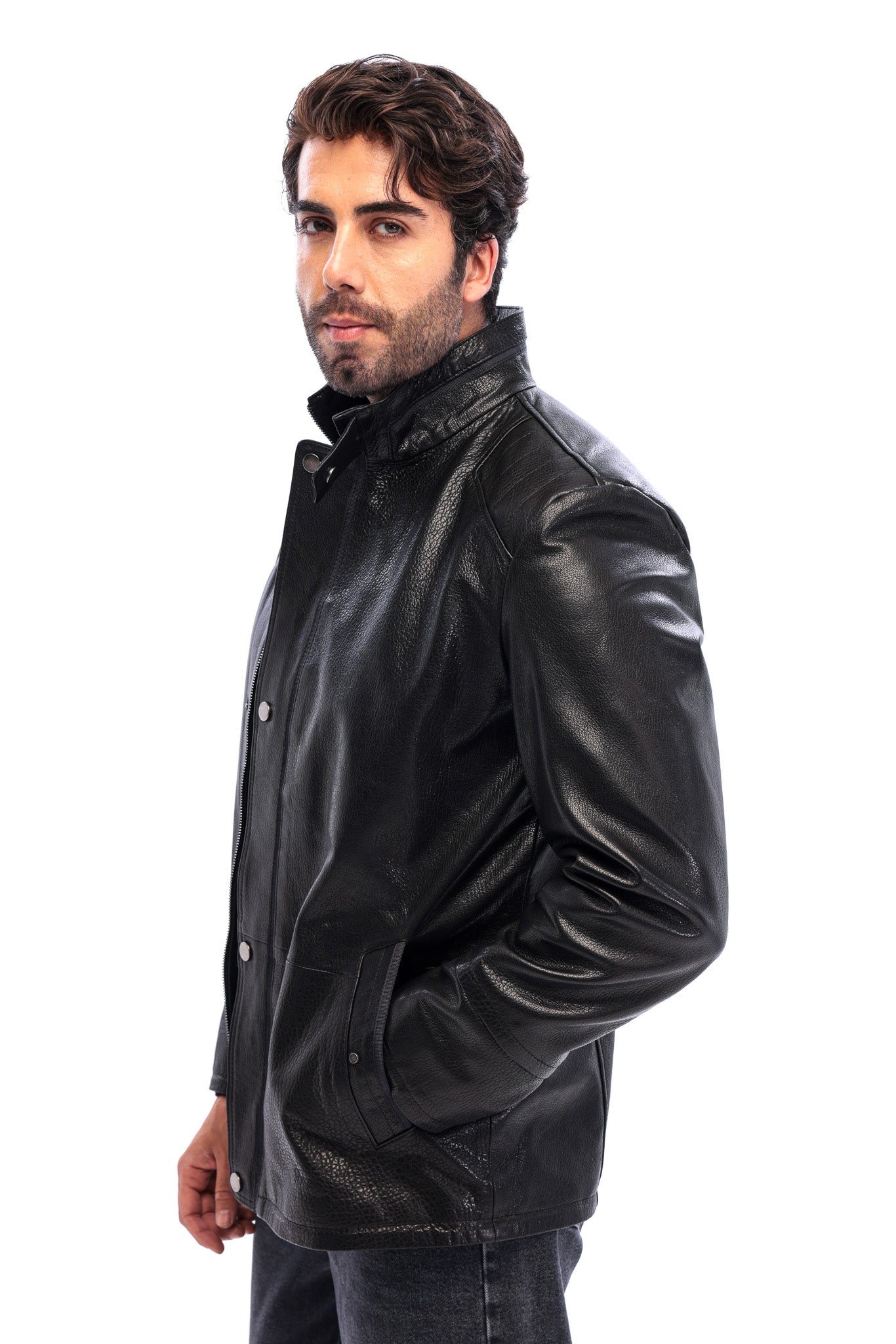 The Sondrio Black Genuine Leather Men Jacket