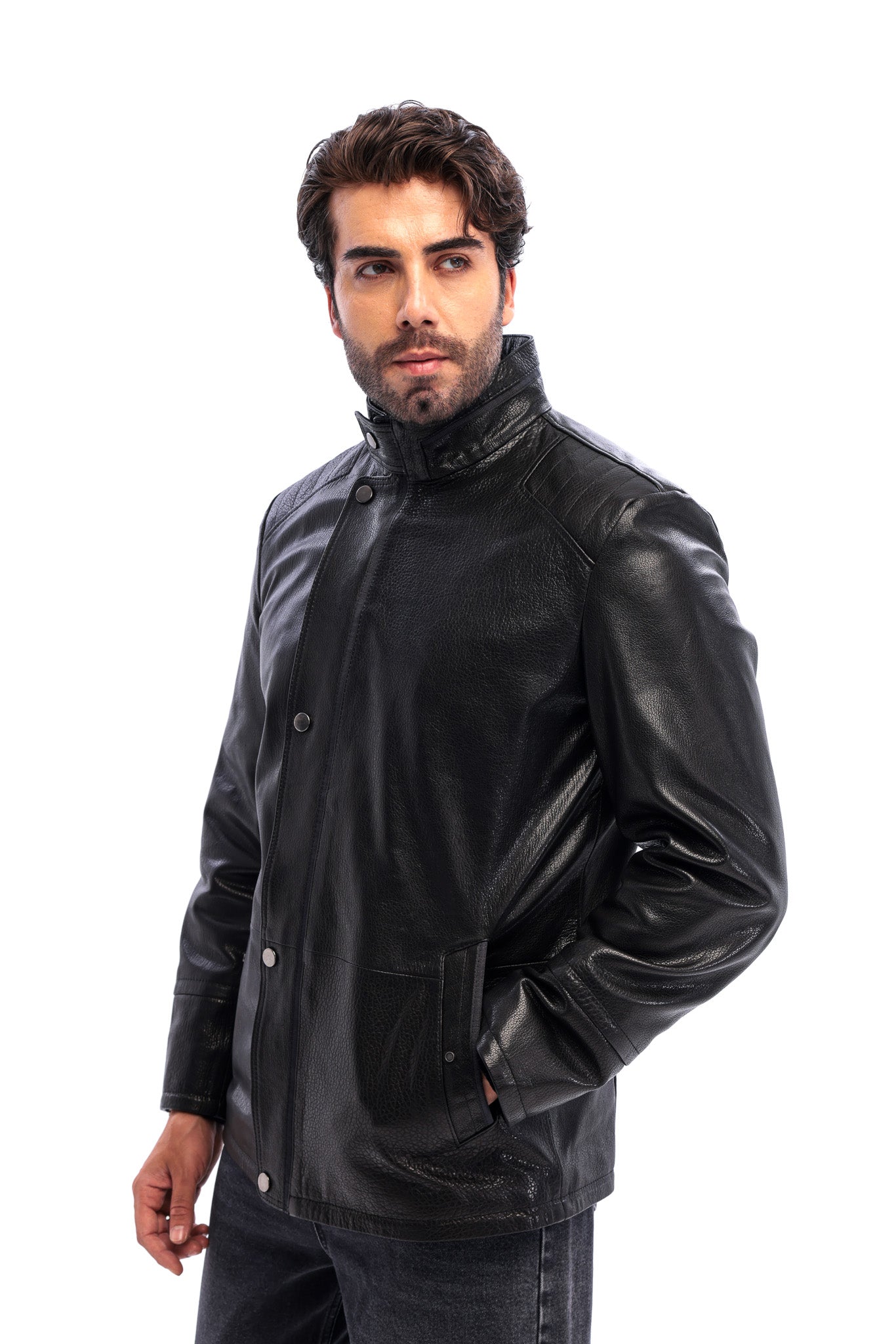 The Sondrio Black Genuine Leather Men Jacket