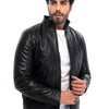 The Taviano Black Genuine Leather Men Jacket